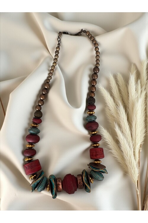 Arya Cam Boncuk Etnik Kolye