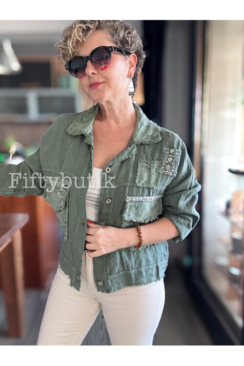 Baffo İtalyan Vip Fermuar Detay Gömlek Ceket Haki