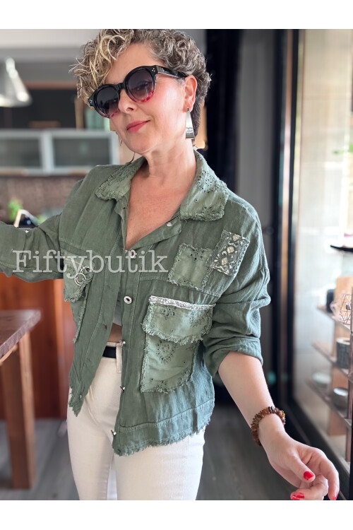 Baffo İtalyan Vip Fermuar Detay Gömlek Ceket Haki