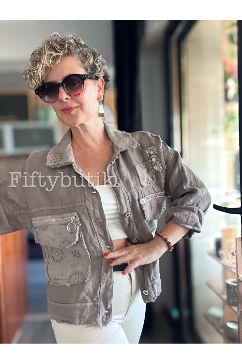 Baffo İtalyan Vip Fermuar Detay Gömlek Ceket Vizon