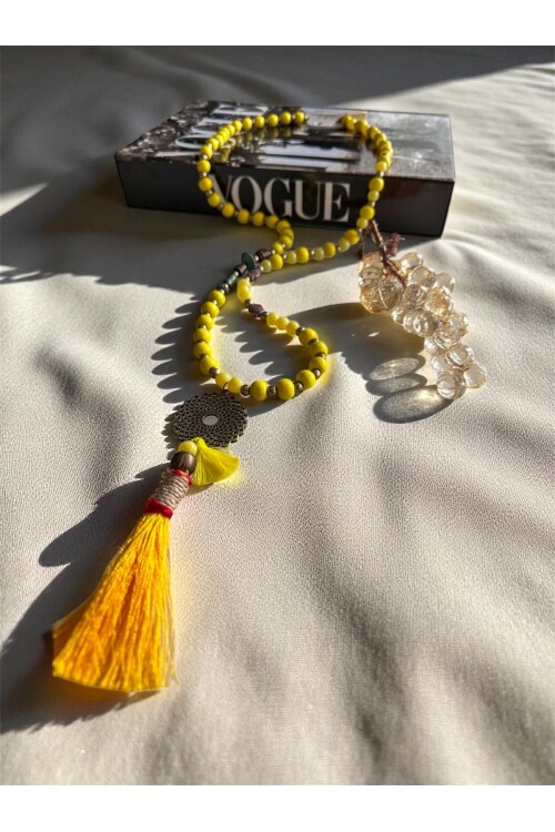 Boom Sarı Tahta Tasarım Kolye