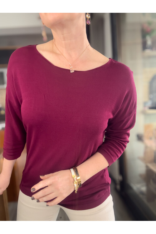 Cuppa Yuvarlak Yaka Mevsimlik Basic Triko  Bordo