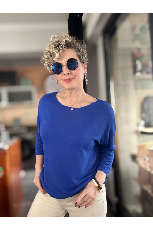 Cuppa Yuvarlak Yaka Mevsimlik Saks Basic Triko