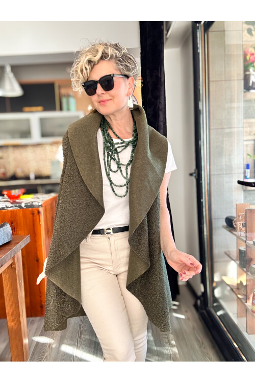 Esque İtalyan Buklet Yelek Haki