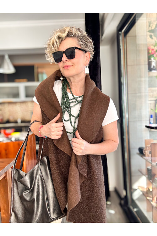 Esque İtalyan Buklet Yelek Kahve