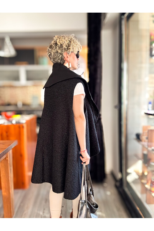 Esque İtalyan Buklet Yelek Siyah