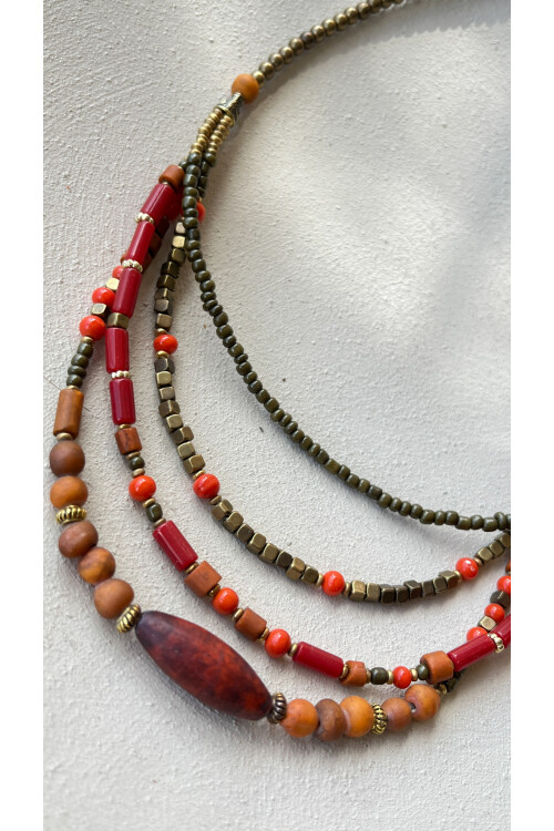 Euphoria Pirinç Cam Etnik Kolye