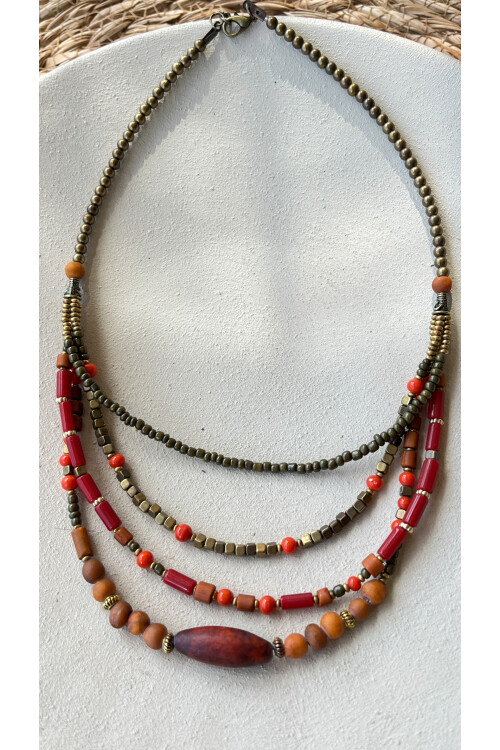 Euphoria Pirinç Cam Etnik Kolye