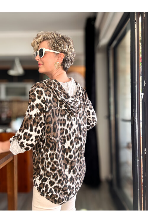 Figgo İtalyan Leopar Desen Yaldızlı Kap Beyaz