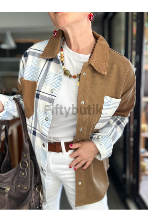 Fortes Tasarım Ekose Gabardin Gömlek Ceket