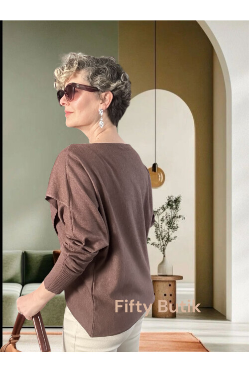 Fulle Tasarım Çapraz Triko Kahve