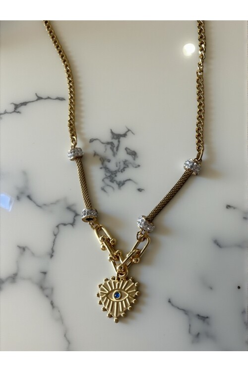 Heart Eye Gold Kolye