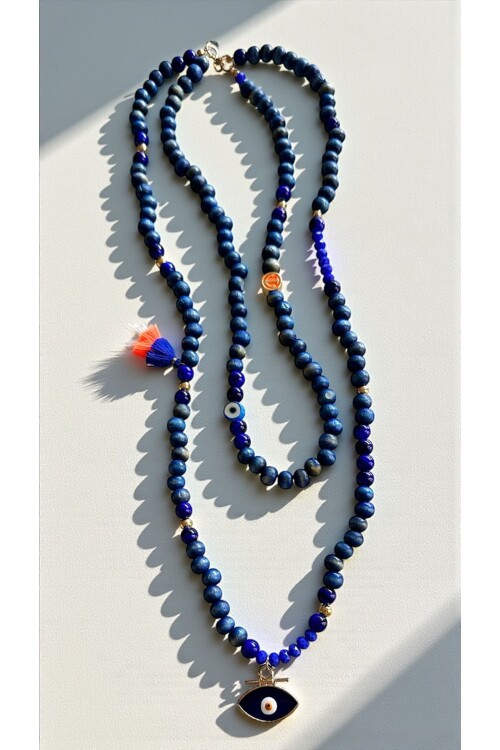 Maes Mavi Tahta Tasarım Kolye