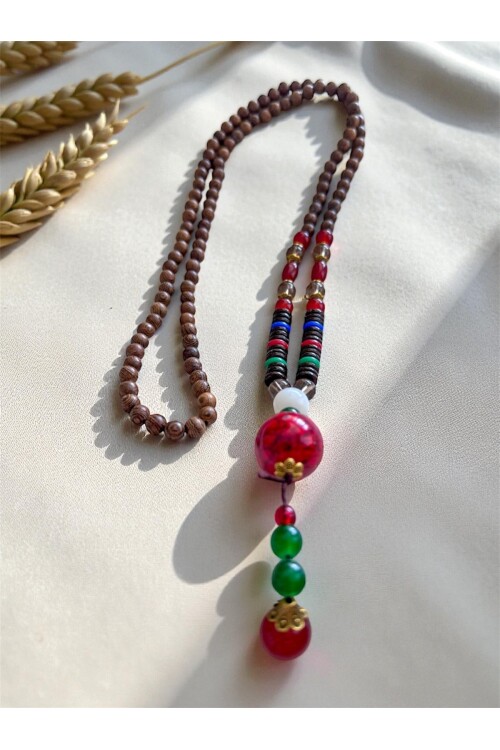 İnyes Doğal Taş Etnik Bambu Kolye