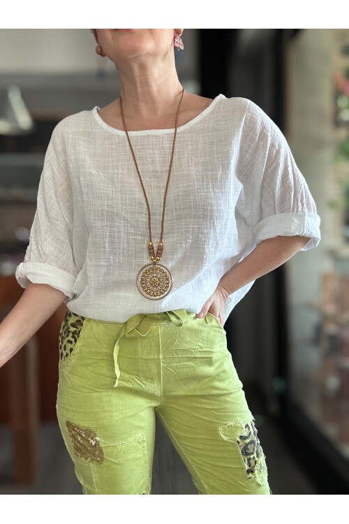 İtaliana Leopar Desen Pul Detaylı Sihirli Pantolon Elma Yeşil