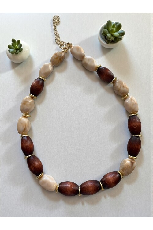 Tatoli Tahta Boncuk Etnik Kolye