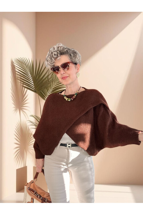 Lasso Tasarım Çapraz Triko Kahve