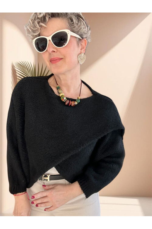 Lasso Tasarım Çapraz Triko Siyah