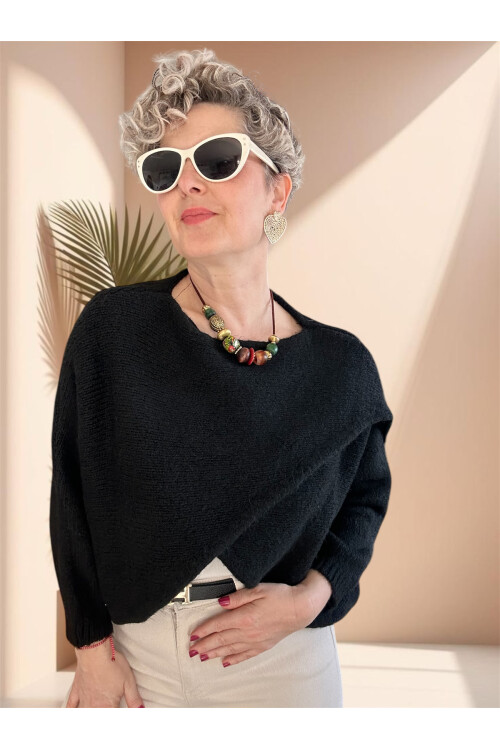 Lasso Tasarım Çapraz Triko Siyah