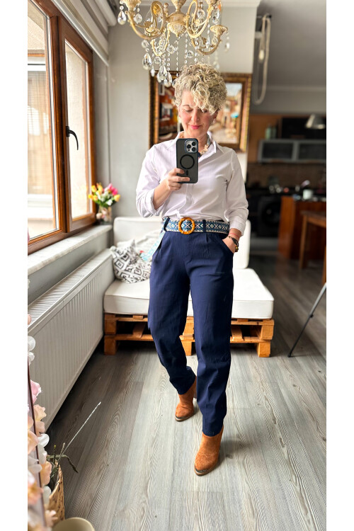 Livros İtalyan Kemer Detay Pantolon Lacivert