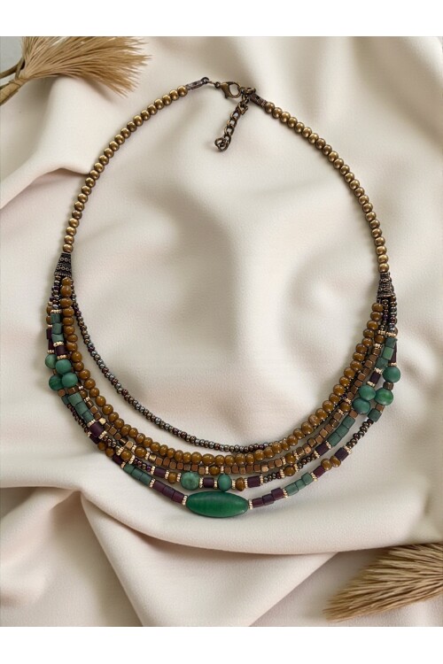 Senna Cam Boncuk Etnik Kolye