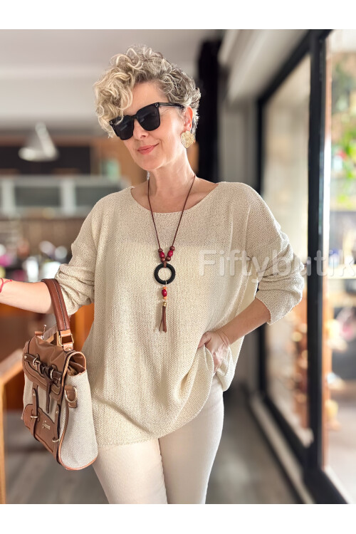 Meggis Kolyeli Tasarım Merserize Ekru