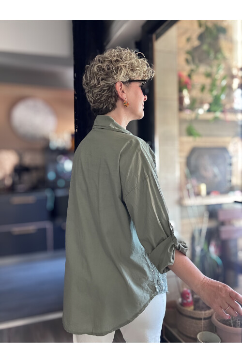 Melly İtalyan Fisto Pul Detay Gömlek Haki