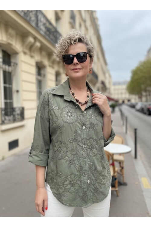 Melly İtalyan Fisto Pul Detay Gömlek Haki