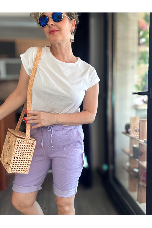 Menton  İtalyan Stil Likralı Şort Lila