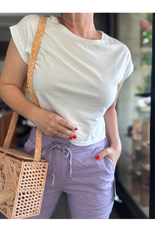 Menton  İtalyan Stil Likralı Şort Lila