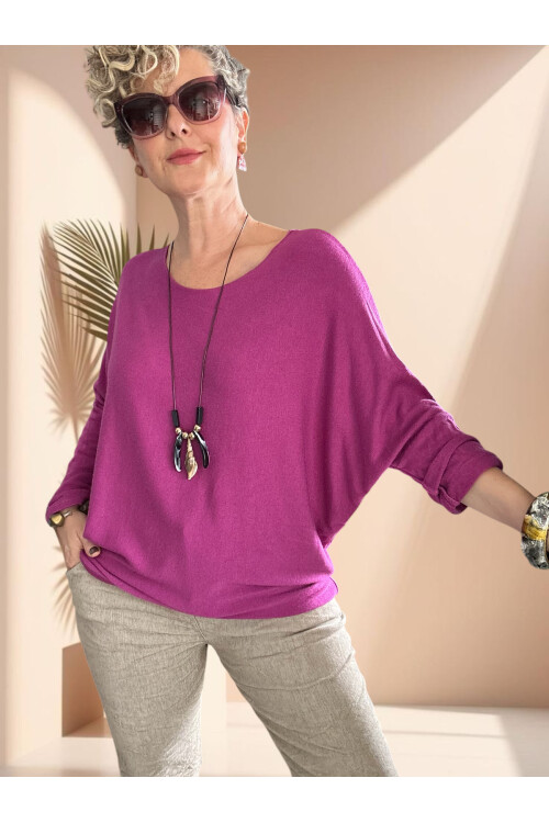 Mezzo İtalyan Kolyeli Tasarım Triko Bluz Violetta