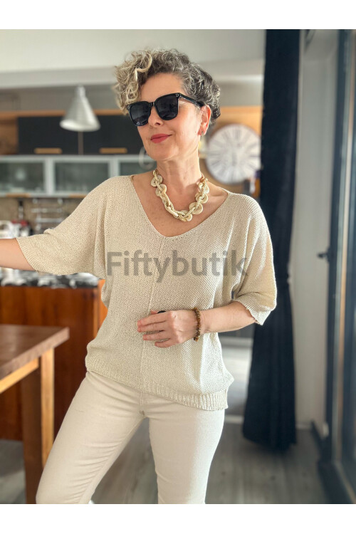 Miatta Tasarım Merserize Bluz Ekru