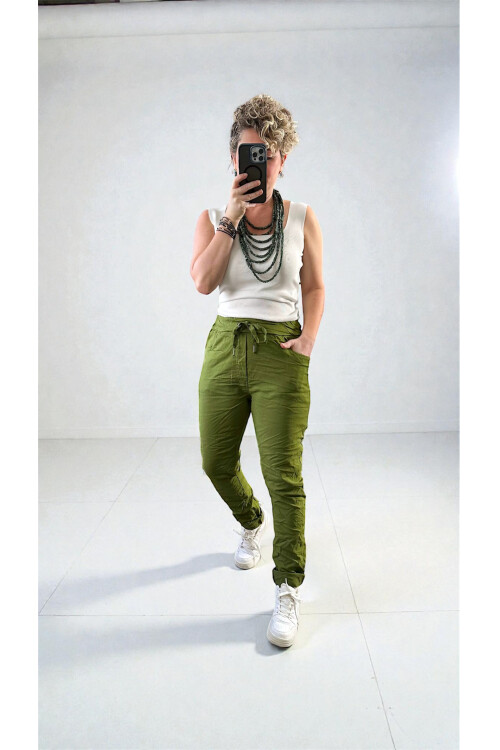 Nino İtalyan Sihirli Pantolon Yağ Yeşil