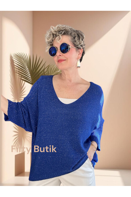 Otto İtalyan Sim Detay Triko Bluz Saks