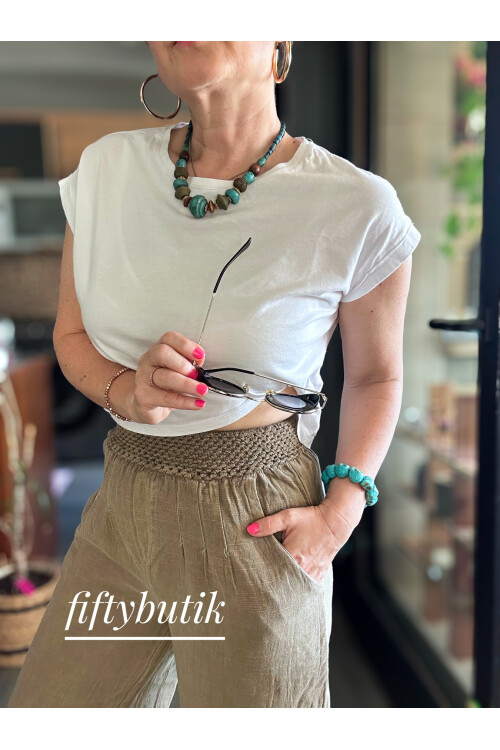 Piango Tasarım Paça File Detay Pantolon Vizon