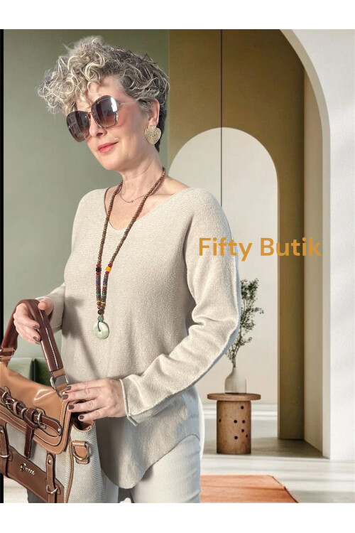 Piatti İtalyan V Yaka Yumoş Oval Triko Taş