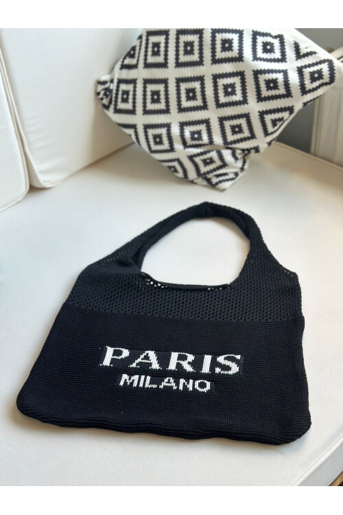 Premium İthal Örme Çanta Siyah