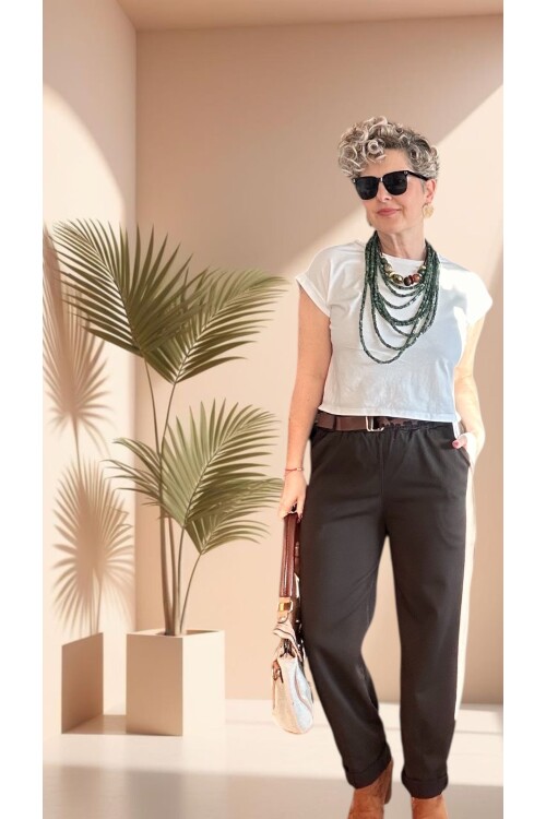 Premium Racci İtalyan Detay Kemerli Sihirli Pantolon Acı Kahve