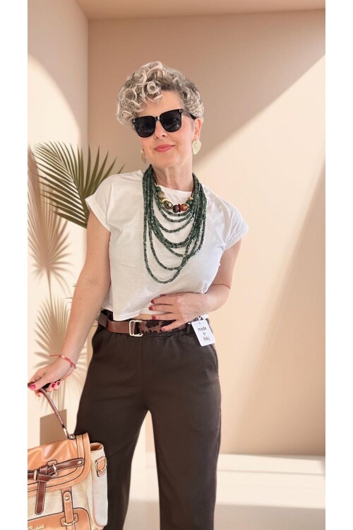 Premium Racci İtalyan Detay Kemerli Sihirli Pantolon Acı Kahve