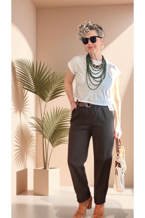 Premium Racci İtalyan Detay Kemerli Sihirli Pantolon Acı Kahve