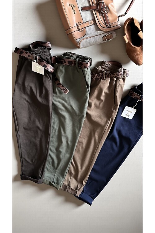 Premium Racci İtalyan Detay Kemerli Sihirli Pantolon Haki