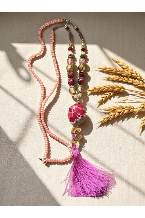 Pure Pirinç Cam Etnik Kolye