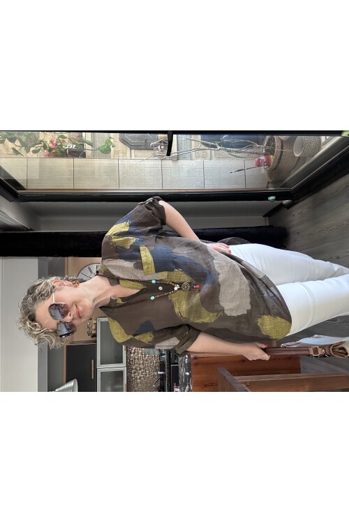 Senso Patchwork Desen İtalyan Gömlek Kahve