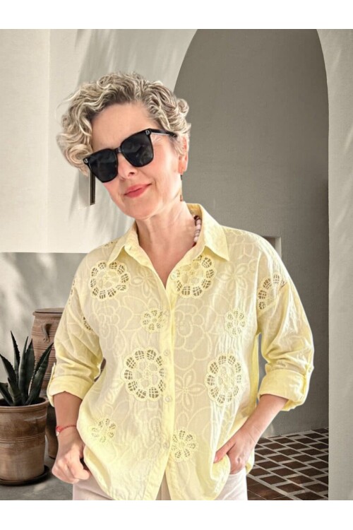 Billa İtalyan Madalyon Fisto Nakış Gömlek Sarı