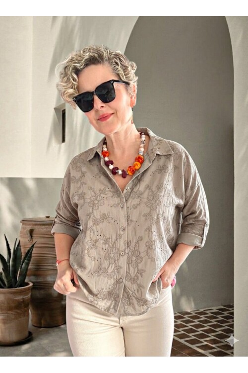 Taffi İtalyan Fisto Pul Detay Gömlek Fango