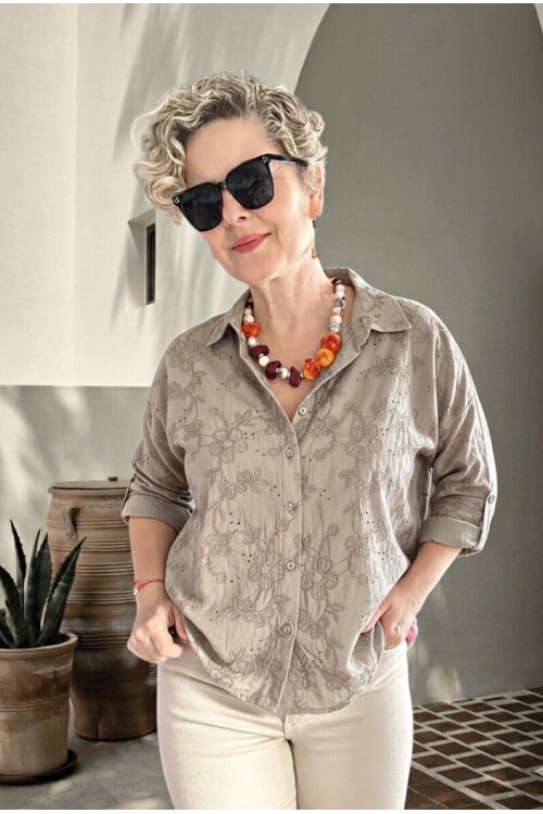 Taffi İtalyan Fisto Pul Detay Gömlek Fango