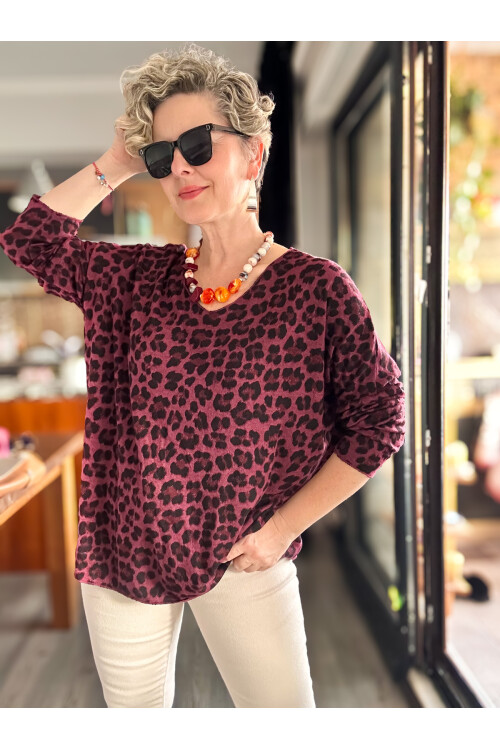 Virgin İtalyan V Yaka Desenli Triko Bordo