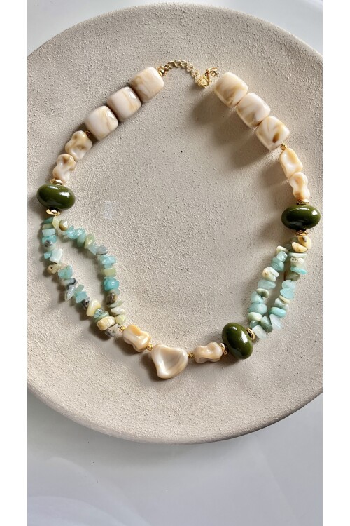 Vivenye Doğal Taş Detay Kolye Mint