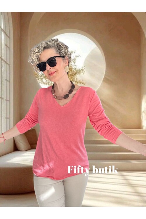 Zanna İtalyan V Yaka Triko Pudra