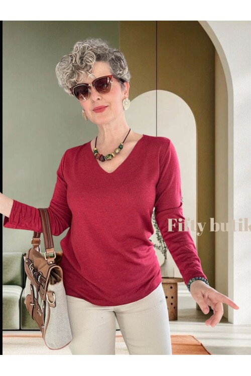 Zanna İtalyan V Yaka Triko Vişne Çürüğü